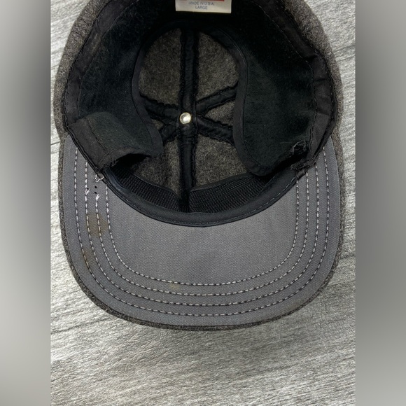 VTG P Caps USA Wool Hat Adult Large Ear Neck Flap Gray Black Preowned - Picture 15 of 16
